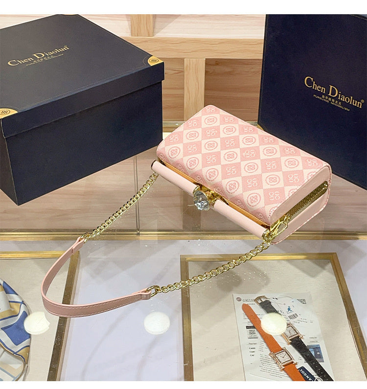 Luxury Women's Evening 2025 New Handmade Diamond-Encrusted Box Small Square High-Quality Texture Single Shoulder Crossbody Bag