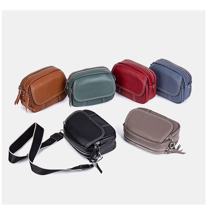 Genuine Leather Small Square for Women 2026 New First Layer Cowhide Large Capacity Wide Strap Single Shoulder High-end Crossbody Bag