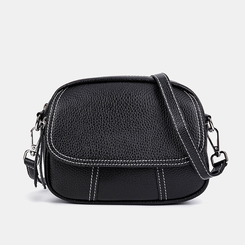 Genuine Leather Small Square for Women 2026 New First Layer Cowhide Large Capacity Wide Strap Single Shoulder High-end Crossbody Bag