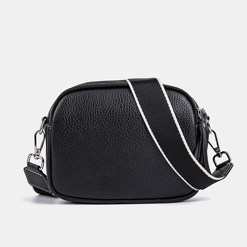 Genuine Leather Small Square for Women 2026 New First Layer Cowhide Large Capacity Wide Strap Single Shoulder High-end Crossbody Bag