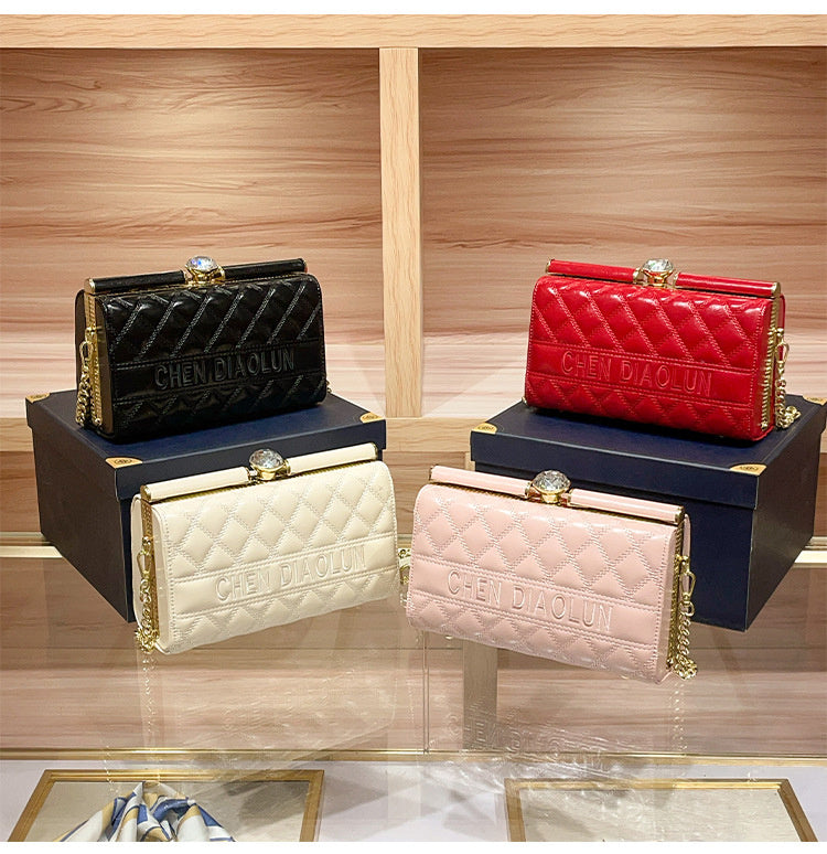 Luxury Women's Evening 2025 New Handmade Diamond-Encrusted Box Small Square High-Quality Texture Single Shoulder Crossbody Bag