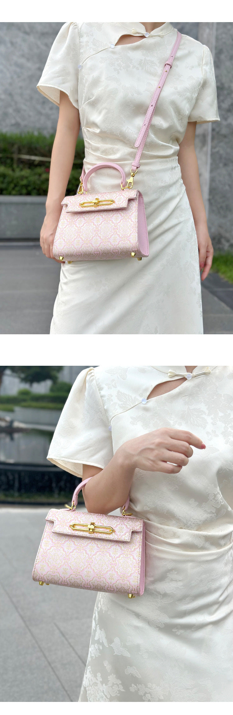 High-End Brocade Handbag Kelly 2025 New Fashion Versatile Light Luxury Niche Single Shoulder Crossbody Commuter Women's Bag
