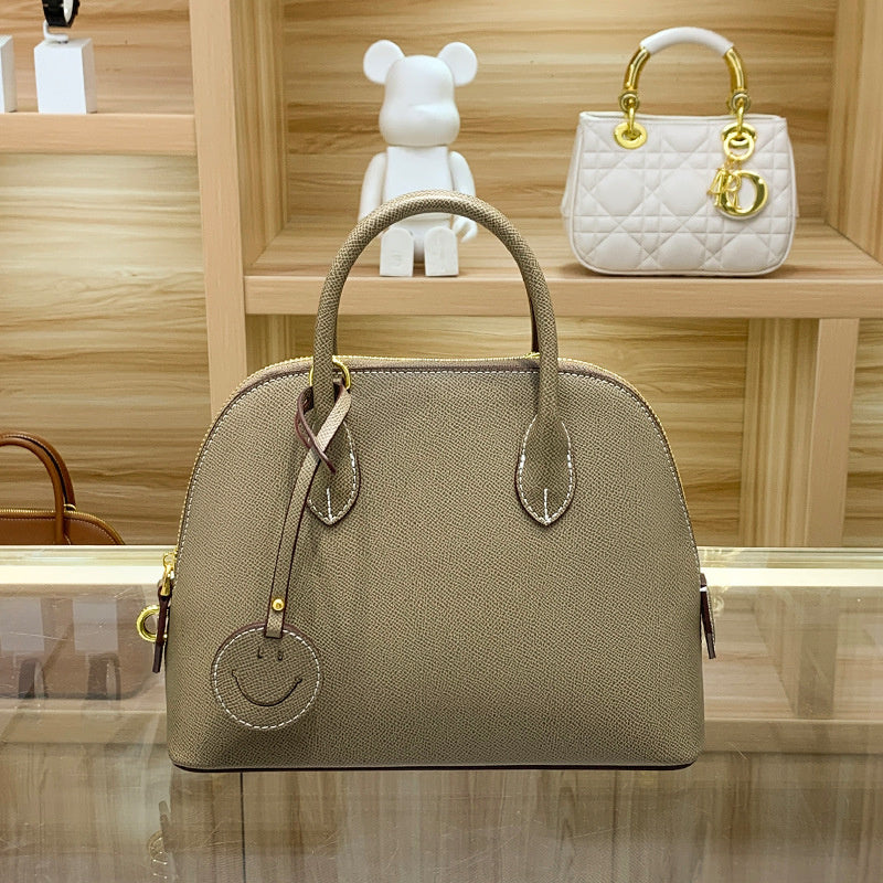 Light Luxury High-End Women's Semi-Handmade Elegant Bowling Shell 2025 New Genuine Leather Handheld Shoulder Crossbody Bag