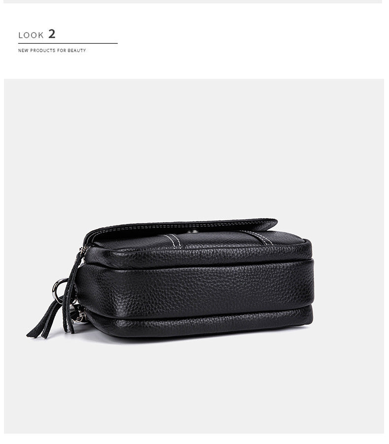 Genuine Leather Small Square for Women 2026 New First Layer Cowhide Large Capacity Wide Strap Single Shoulder High-end Crossbody Bag