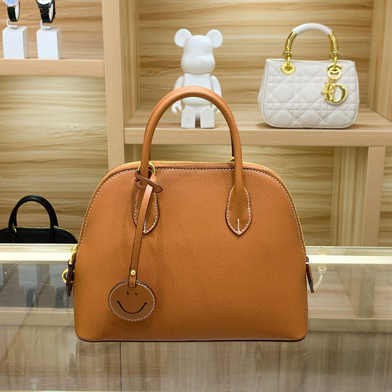 Light Luxury High-End Women's Semi-Handmade Elegant Bowling Shell 2025 New Genuine Leather Handheld Shoulder Crossbody Bag