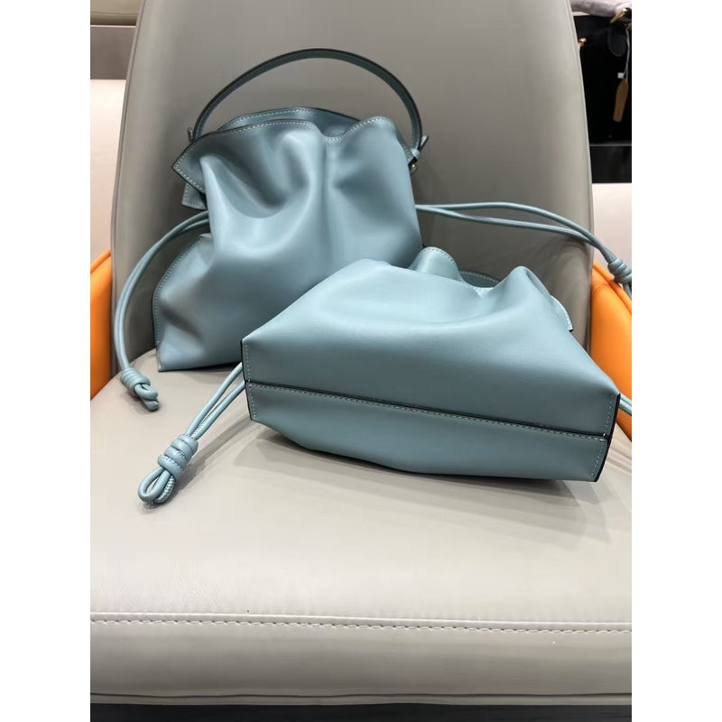 Luo's High-End Handheld Lucky Mini Small Bucket Drawstring Soft Genuine Leather Cloud Crossbody Women's Bag