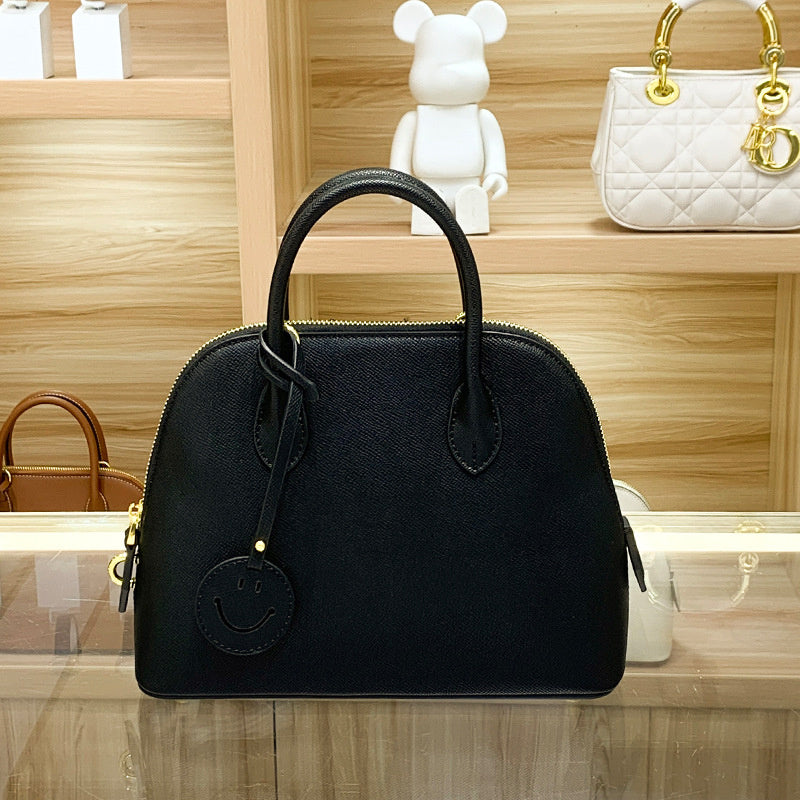 Light Luxury High-End Women's Semi-Handmade Elegant Bowling Shell 2025 New Genuine Leather Handheld Shoulder Crossbody Bag