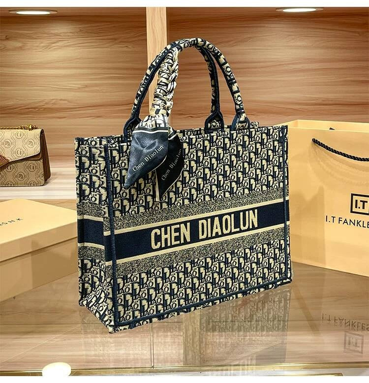Handheld Tote for Women 2026 New Trendy Document Basket Embroidery High-end Large Capacity Commuting Shopping Bag