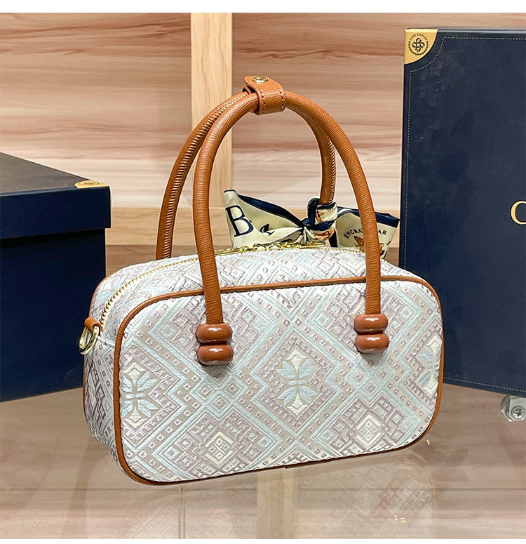Intangible Cultural Heritage Zhuang Brocade Chinese Style Bowling Women's 2026 New Boston Handheld Crossbody Small Bag