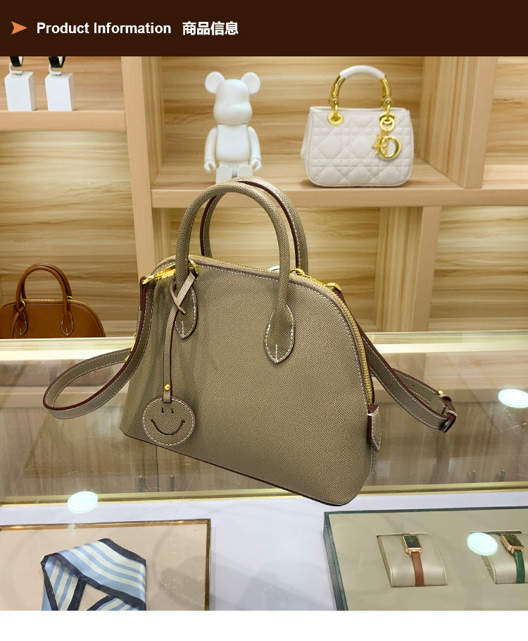 Light Luxury High-End Women's Semi-Handmade Elegant Bowling Shell 2025 New Genuine Leather Handheld Shoulder Crossbody Bag