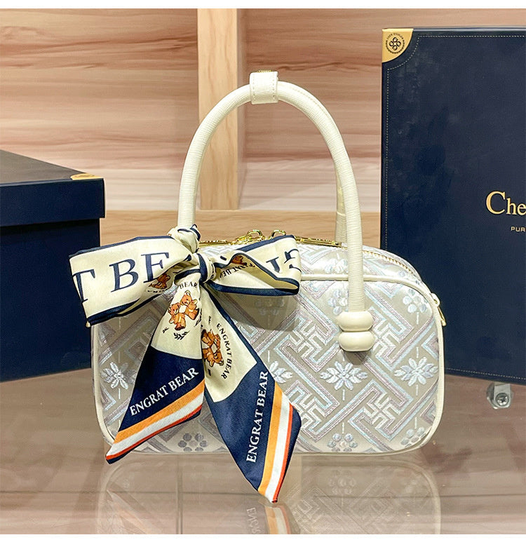 Intangible Cultural Heritage Zhuang Brocade Chinese Style Bowling Women's 2026 New Boston Handheld Crossbody Small Bag
