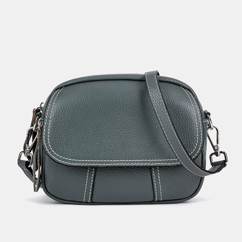 Genuine Leather Small Square for Women 2026 New First Layer Cowhide Large Capacity Wide Strap Single Shoulder High-end Crossbody Bag