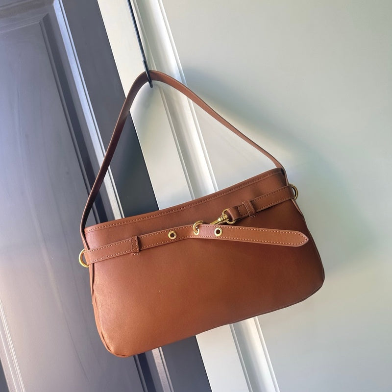 Miu Sheepskin Underarm Suede Commuter Vintage Handbag Shoulder Baguette High-Quality Texture Tote Bag