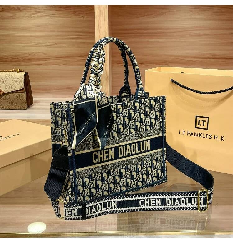 Handheld Tote for Women 2026 New Trendy Document Basket Embroidery High-end Large Capacity Commuting Shopping Bag