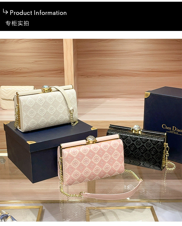 Luxury Women's Evening 2025 New Handmade Diamond-Encrusted Box Small Square High-Quality Texture Single Shoulder Crossbody Bag