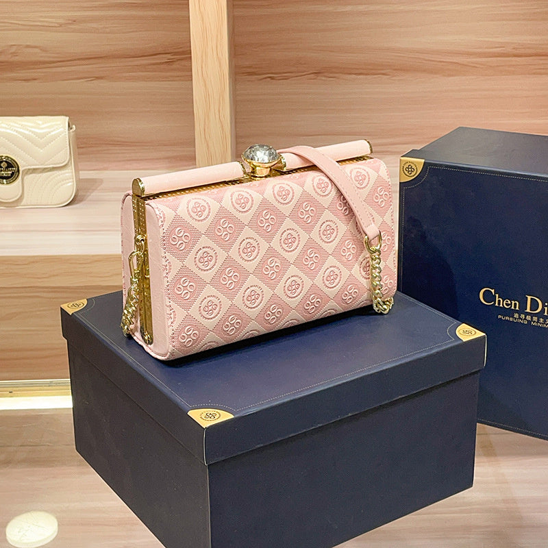 Luxury Women's Evening 2025 New Handmade Diamond-Encrusted Box Small Square High-Quality Texture Single Shoulder Crossbody Bag
