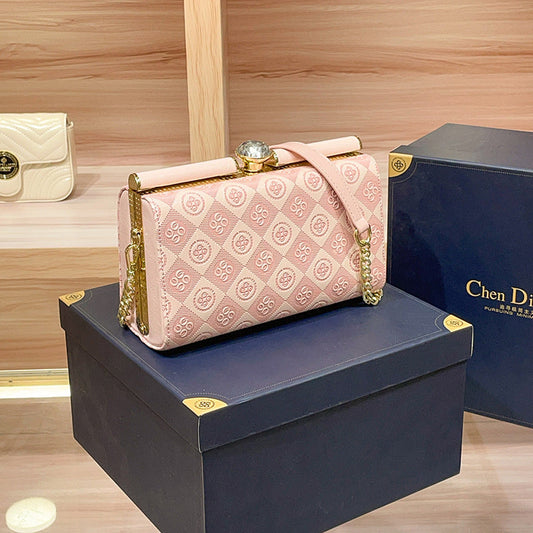 Luxury Women's Evening 2025 New Handmade Diamond-Encrusted Box Small Square High-Quality Texture Single Shoulder Crossbody Bag