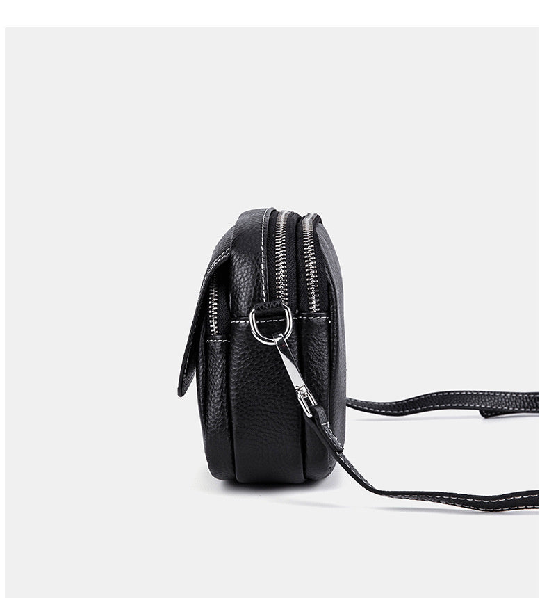 Genuine Leather Small Square for Women 2026 New First Layer Cowhide Large Capacity Wide Strap Single Shoulder High-end Crossbody Bag