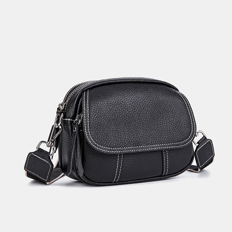Genuine Leather Small Square for Women 2026 New First Layer Cowhide Large Capacity Wide Strap Single Shoulder High-end Crossbody Bag