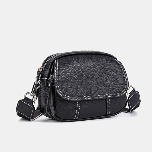 Genuine Leather Small Square for Women 2026 New First Layer Cowhide Large Capacity Wide Strap Single Shoulder High-end Crossbody Bag