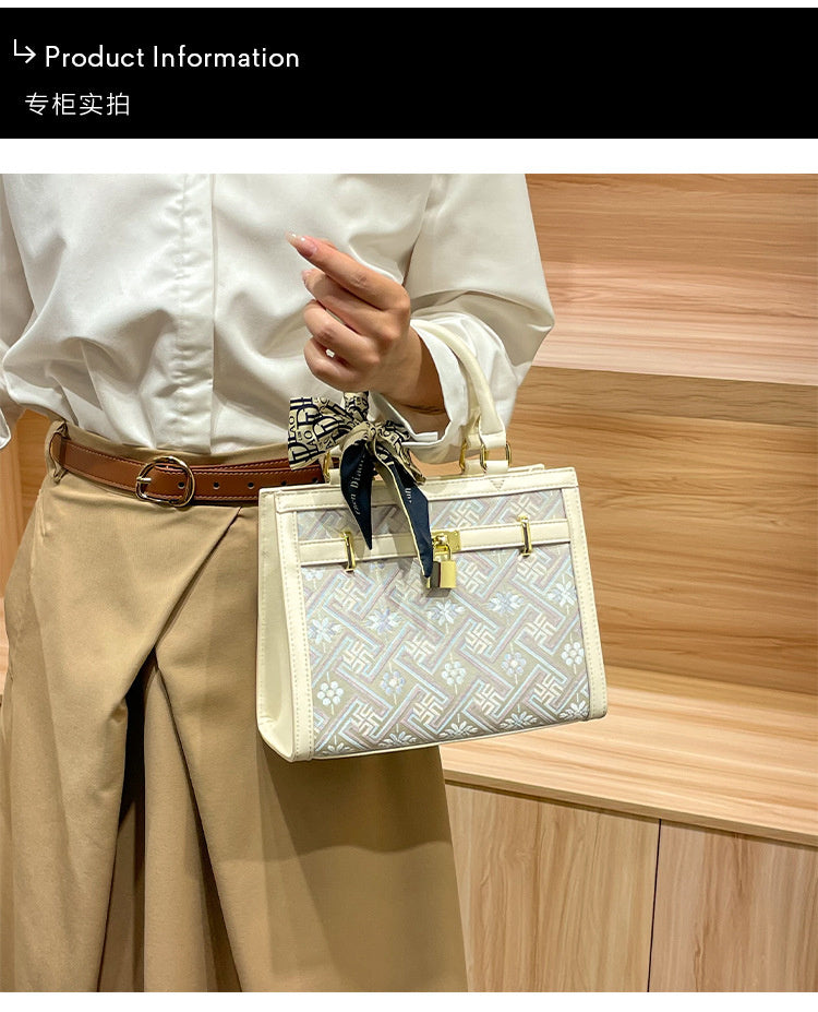 Elegant Chinese-style brocade tote large-capacity women's 2025 new Kelly bag, versatile handbag