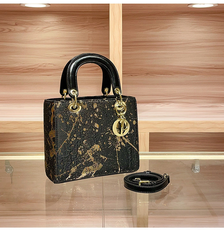 High-end Feel Foreign Trade Cross-border Handbag Princess Diana Style Women's 2025 New Trendy Color-blocking Niche Single Shoulder Crossbody Small Square Bag