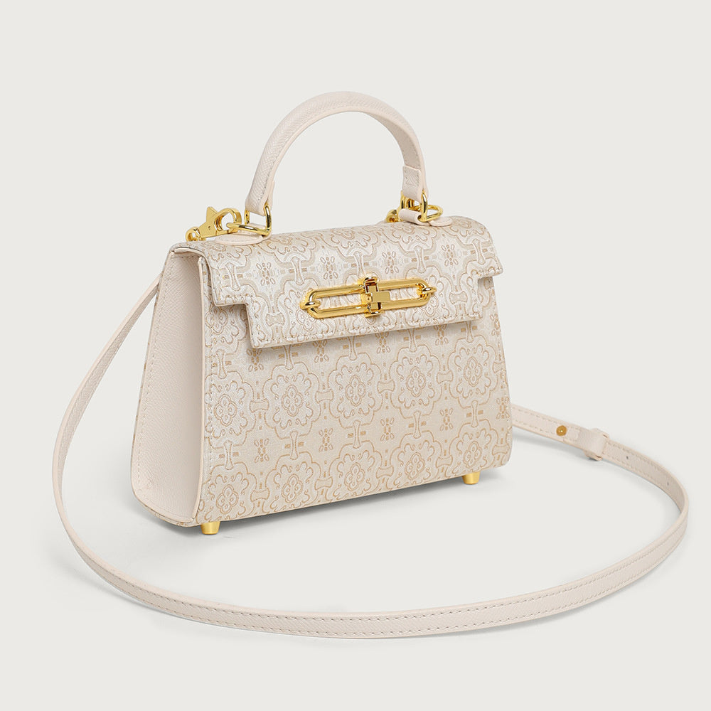 High-End Brocade Handbag Kelly 2025 New Fashion Versatile Light Luxury Niche Single Shoulder Crossbody Commuter Women's Bag