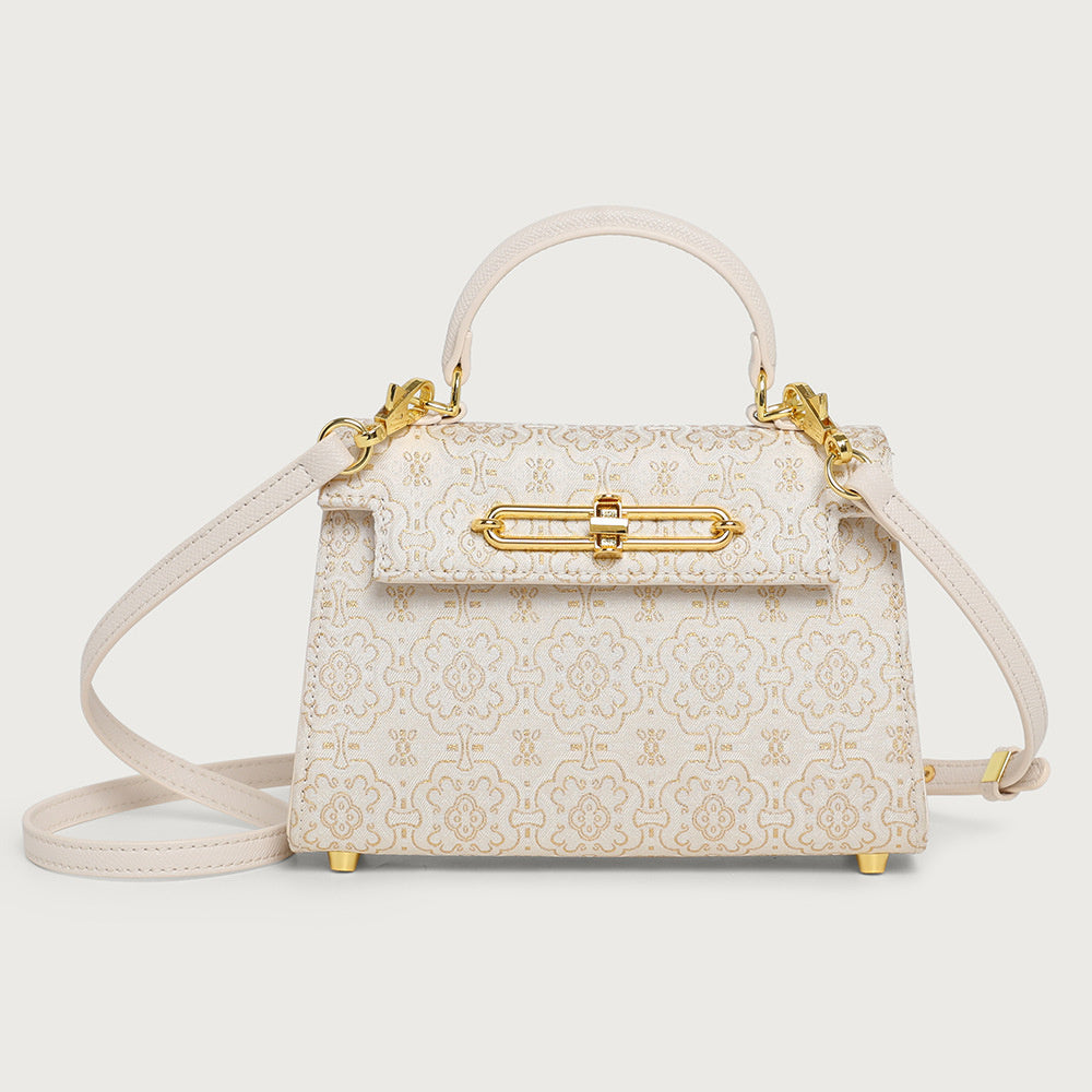 High-End Brocade Handbag Kelly 2025 New Fashion Versatile Light Luxury Niche Single Shoulder Crossbody Commuter Women's Bag