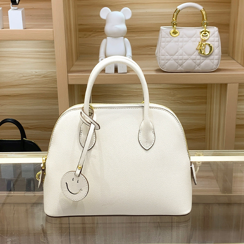 Light Luxury High-End Women's Semi-Handmade Elegant Bowling Shell 2025 New Genuine Leather Handheld Shoulder Crossbody Bag