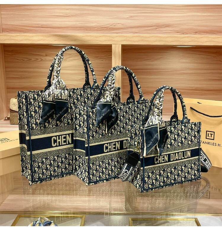 Handheld Tote for Women 2026 New Trendy Document Basket Embroidery High-end Large Capacity Commuting Shopping Bag