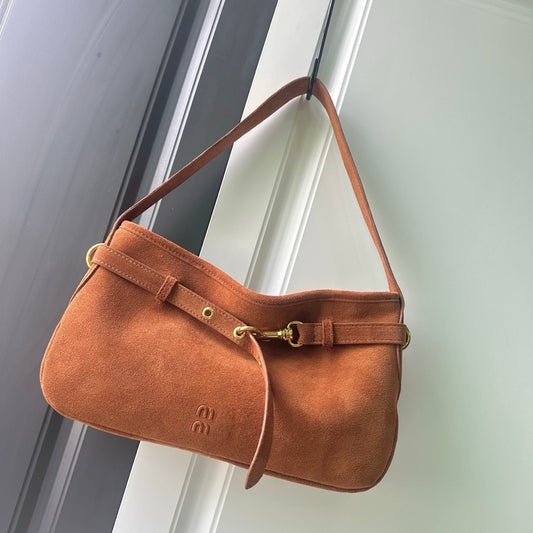 Miu Sheepskin Underarm Suede Commuter Vintage Handbag Shoulder Baguette High-Quality Texture Tote Bag