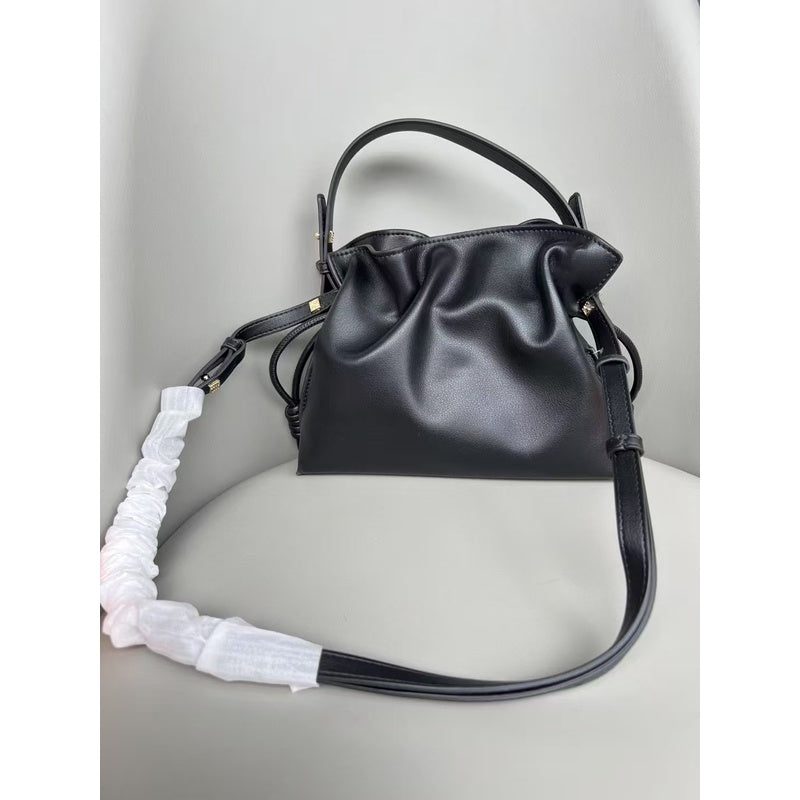 Luo's High-End Handheld Lucky Mini Small Bucket Drawstring Soft Genuine Leather Cloud Crossbody Women's Bag