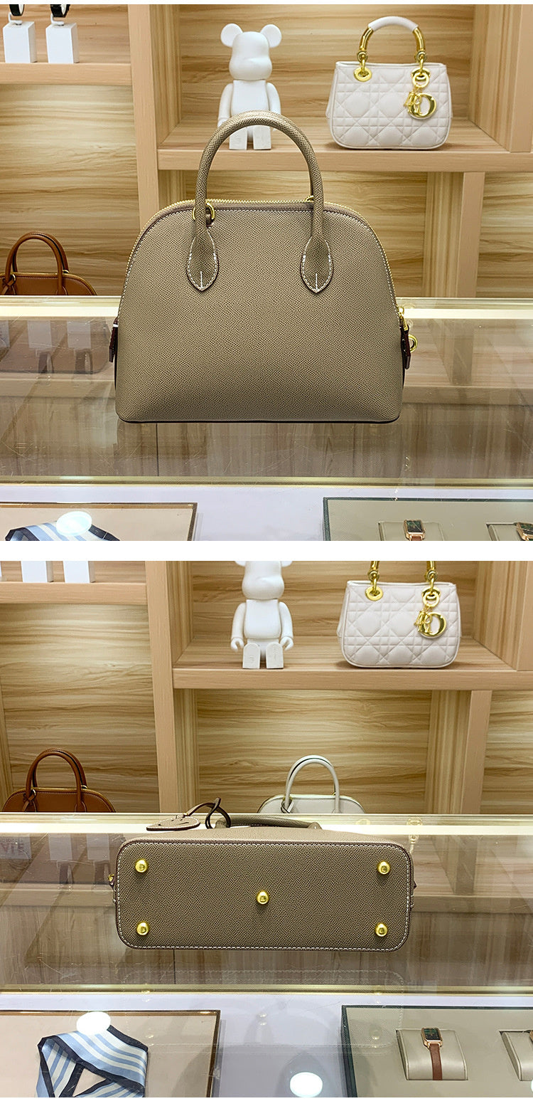 Light Luxury High-End Women's Semi-Handmade Elegant Bowling Shell 2025 New Genuine Leather Handheld Shoulder Crossbody Bag