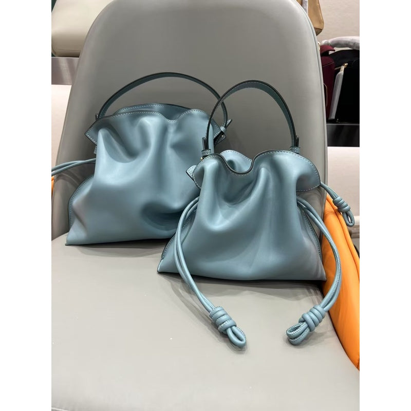 Luo's High-End Handheld Lucky Mini Small Bucket Drawstring Soft Genuine Leather Cloud Crossbody Women's Bag