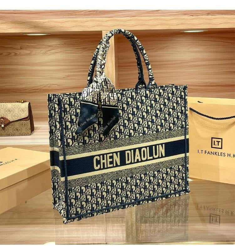 Handheld Tote for Women 2026 New Trendy Document Basket Embroidery High-end Large Capacity Commuting Shopping Bag