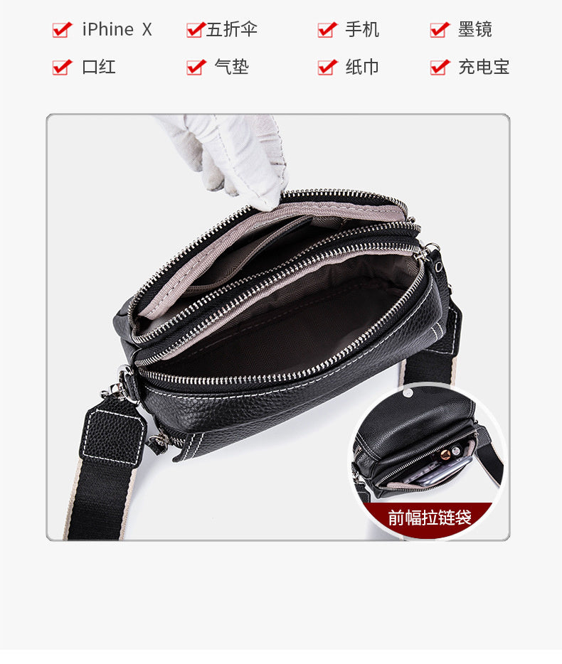 Genuine Leather Small Square for Women 2026 New First Layer Cowhide Large Capacity Wide Strap Single Shoulder High-end Crossbody Bag