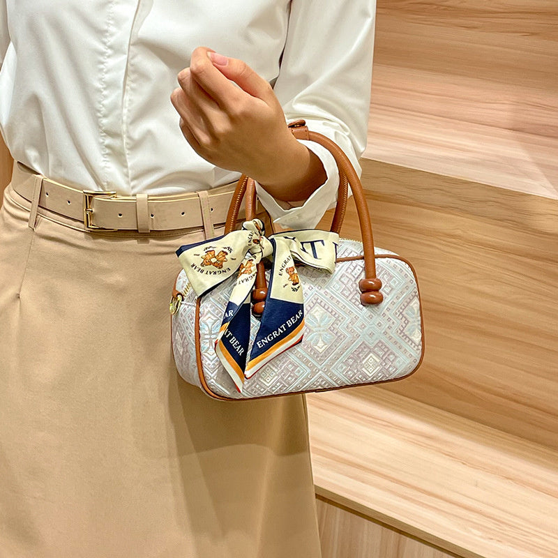 Intangible Cultural Heritage Zhuang Brocade Chinese Style Bowling Women's 2026 New Boston Handheld Crossbody Small Bag