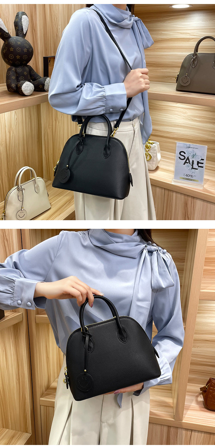 Light Luxury High-End Women's Semi-Handmade Elegant Bowling Shell 2025 New Genuine Leather Handheld Shoulder Crossbody Bag