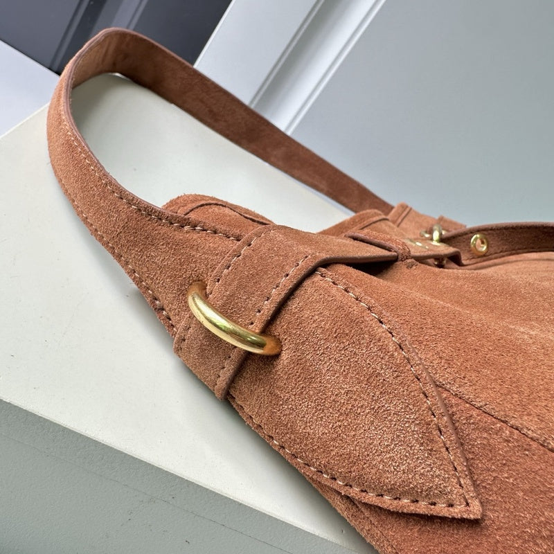 Miu Sheepskin Underarm Suede Commuter Vintage Handbag Shoulder Baguette High-Quality Texture Tote Bag