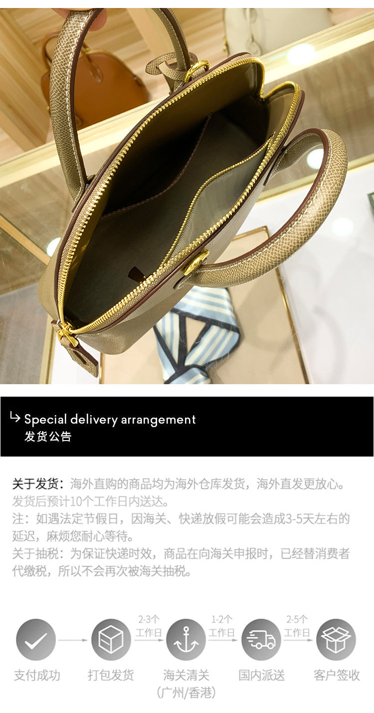 Light Luxury High-End Women's Semi-Handmade Elegant Bowling Shell 2025 New Genuine Leather Handheld Shoulder Crossbody Bag