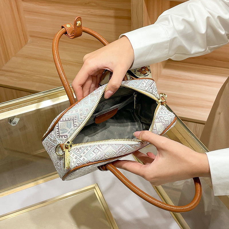 Intangible Cultural Heritage Zhuang Brocade Chinese Style Bowling Women's 2026 New Boston Handheld Crossbody Small Bag