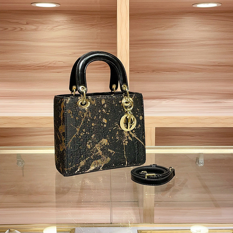 High-end Feel Foreign Trade Cross-border Handbag Princess Diana Style Women's 2025 New Trendy Color-blocking Niche Single Shoulder Crossbody Small Square Bag
