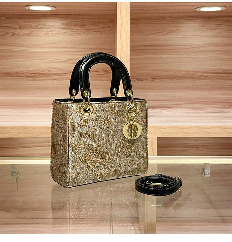 High-end Feel Foreign Trade Cross-border Handbag Princess Diana Style Women's 2025 New Trendy Color-blocking Niche Single Shoulder Crossbody Small Square Bag