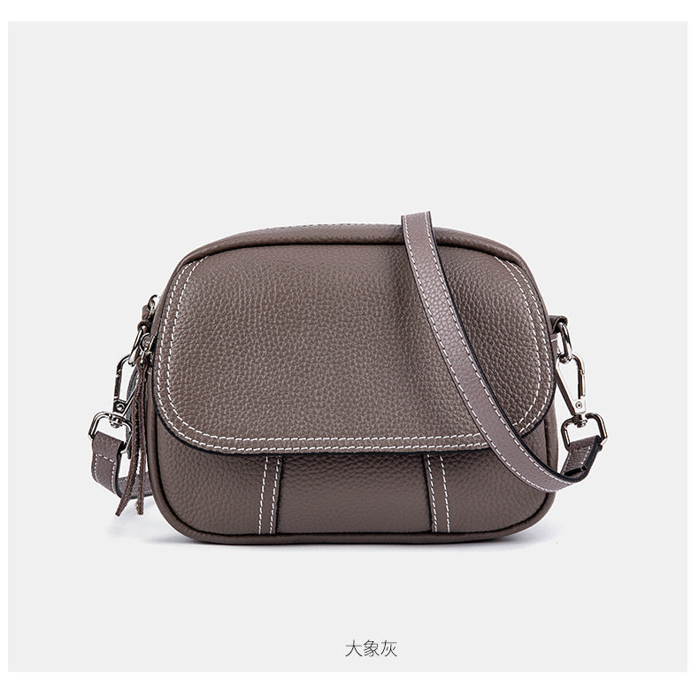 Genuine Leather Small Square for Women 2026 New First Layer Cowhide Large Capacity Wide Strap Single Shoulder High-end Crossbody Bag
