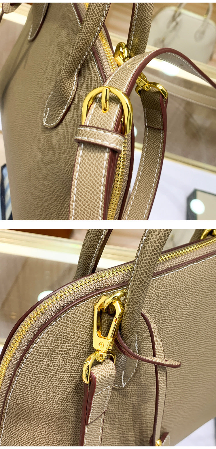 Light Luxury High-End Women's Semi-Handmade Elegant Bowling Shell 2025 New Genuine Leather Handheld Shoulder Crossbody Bag