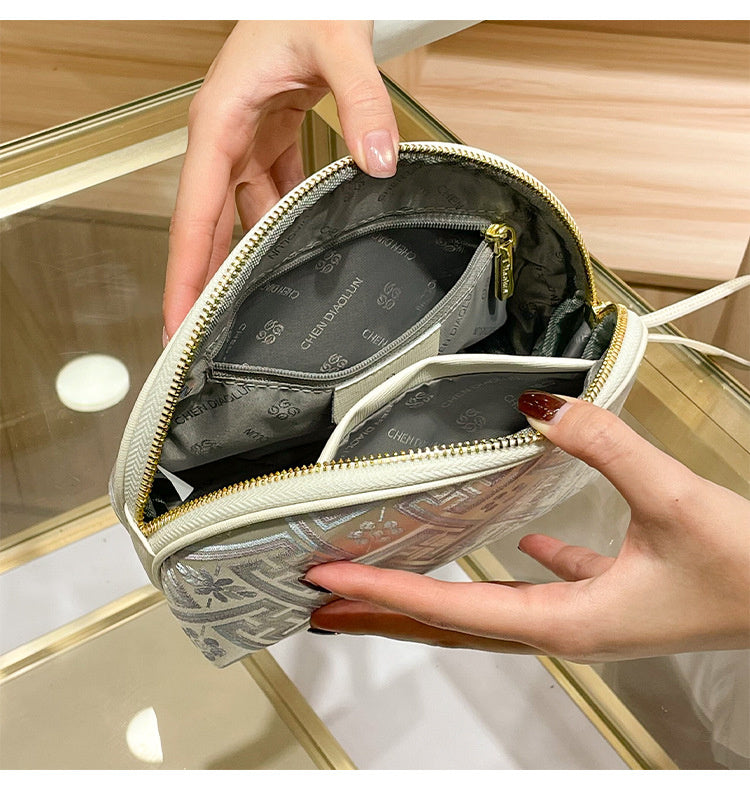 CHEN DIAOLUN brand women's handbag, genuine leather clutch new style brocade bag, super popular small coin purse