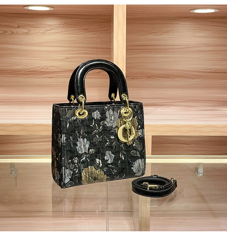 High-end Feel Foreign Trade Cross-border Handbag Princess Diana Style Women's 2025 New Trendy Color-blocking Niche Single Shoulder Crossbody Small Square Bag