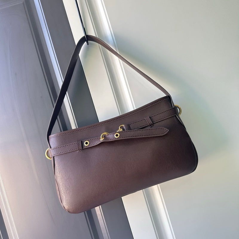 Miu Sheepskin Underarm Suede Commuter Vintage Handbag Shoulder Baguette High-Quality Texture Tote Bag