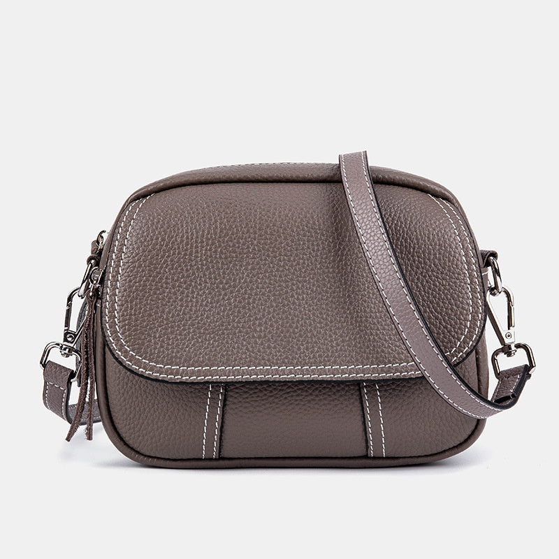 Genuine Leather Small Square for Women 2026 New First Layer Cowhide Large Capacity Wide Strap Single Shoulder High-end Crossbody Bag