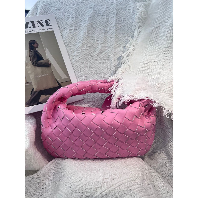 Cross-Border Hot Sale New Genuine Hand-Woven 2025 Cloud Soft Leather Wrinkled Dumpling Versatile Handheld Women's Bag